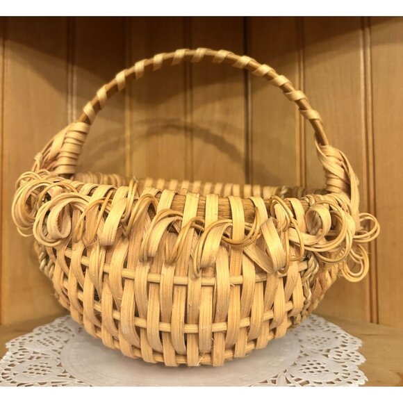 Vintage Handcrafted Butt Basket Eye of God Handle Unique Decorative Weaving Deta - Picture 6 of 8